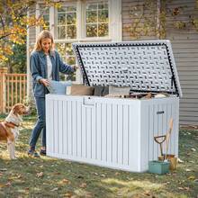 YITAHOME 200 Gallon Large Deck Box, Double-Wall Resin Outdoor Storage Box With Flexible Divider Patio Cushions Pool Supplies Garden Tools, 990 Lbs Load Capacity, Lockable (White) - Nâu xám - Xem 9