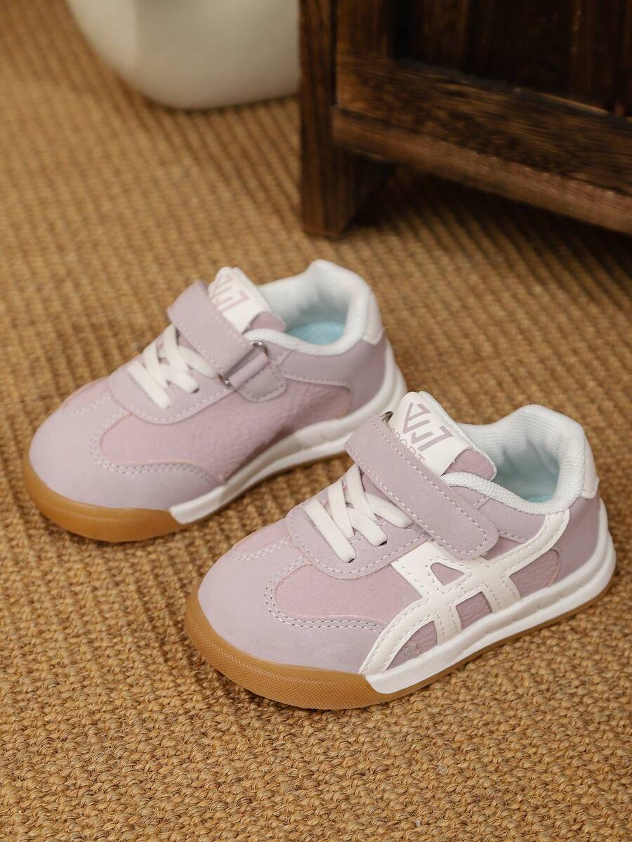 1 par de zapatos deportivos de suela blanda y antideslizantes para niños, zapatillas de deporte versátiles y de moda casual para niñas, nuevos zapatos de tenis de la colección de primavera/otoño - Rosa - Ver 1