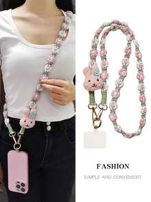 Cordón para teléfono móvil cruzado que se puede llevar, tejido a mano con flores, accesorio de moda para mujer, pequeño y fresco, bolsa de compras, senderismo, viaje, correa para el hombro, funda para teléfono universal con abejita