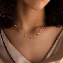 1pc Women's Fashionable Delicate Four-Leaf Clover Zirconia Stainless Steel Necklace, Suitable For Daily Wear, Parties, Gatherings, Mother's Day Gift - Four-leaf Clover Round Diamond Necklace - View 8