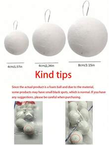 6pcs White Foam Snow Balls, Christmas Tree Hanging Decorations, Suitable For Christmas Tree, Party, Fireplace Decor, Winter Holiday Atmosphere Ornaments