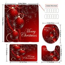 1/3/4 Peças Conjunto de Cortina de Chuveiro e Acessórios de Lanternas Vermelhas de Natal, Acessórios Impermeáveis e Resistentes ao Desgaste, com 12 Ganchos - Inclui Tampa de Assento Sanitário, Tapetes de Banho e Tapetes - Tecido de Poliéster Antiderrapante - Lavável - Perfeito para Decoração de Feriados, Casa/Quarto/Residência/Decoração Ocidental - Multicolorido - Visão 19