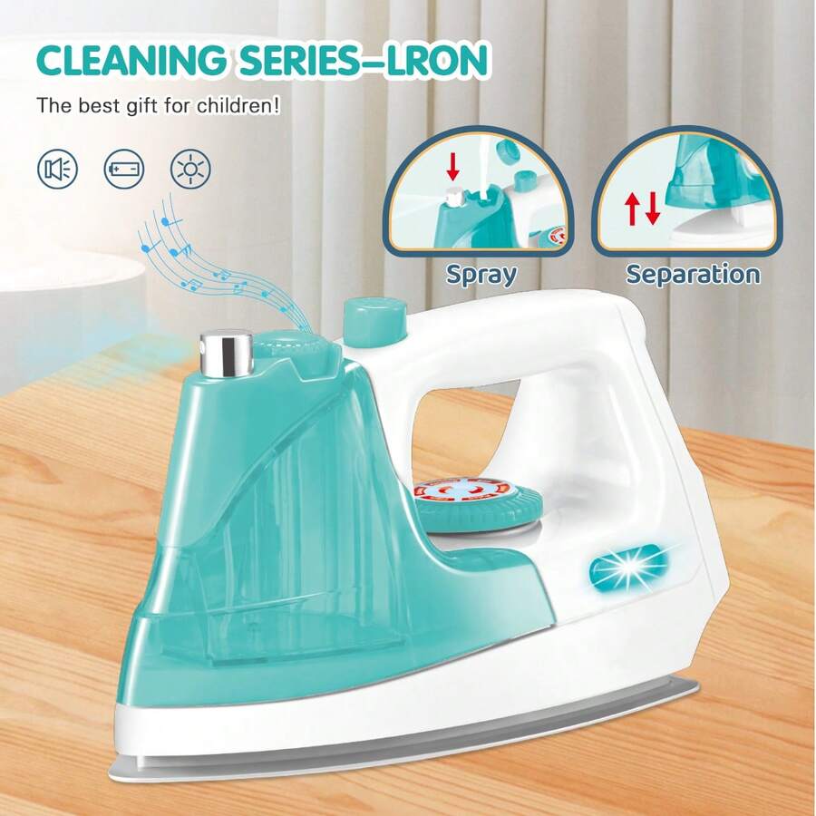 1PC Children's Toy Iron Household Appliance Toy With Sound, Light, And Spray Effects Simulates The Ironing Process Role-Play Toy Tailor Role-Play Game Gender-Neutral Educational Toy Children's Toy Miniature Realistic Household Appliance Toy Girls' Toy Boys' Toy Children's Game Birthday Gift Christmas Gift - Multicolor - View 1