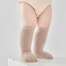 Baby Fuzzy Ribbed Long Socks Winter Soft Warm Infant Knee High Socks For Daily Life And Party - Khaki - View 5
