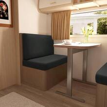 Nuevo juego de cojines de dinette de autocaravana con estiramiento, asientos de cabina con 1 respaldo, 1 cubierta de banco, juego de cabina de dinette de 38 pulgadas, 1 set, negro - Negro - Ver 2