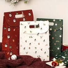 6/12pcs Christmas Holiday Party Gift Bags - Snowman, Reindeer, And Tree Pattern Design In Red, White, And Green For Christmas, Thanksgiving, Birthdays, Weddings
