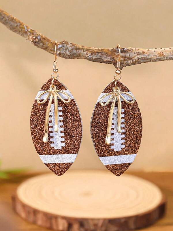 1 Pair Of Shiny Football Earrings With A Sporty Style, Match Day Jewelry, And A Gift For Sports Enthusiasts.