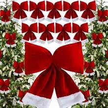 [S(Small), M(Medium), L(Large)] Random 1pc Bow Christmas Tree Topper, DIY Christmas Wreath Hanging Decor, Christmas Decoration For Home, Wall, Window, Porch, Indoor & Outdoor, Suitable For Christmas Gift, Merry Christmas - Burgundy - View 6