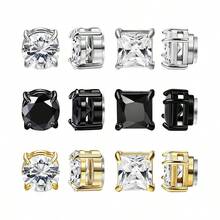 6 pares de pendientes magnéticos de acero inoxidable, pendientes magnéticos de clip para hombres sin perforación, pendientes unisex - Multicolor - Ver 1