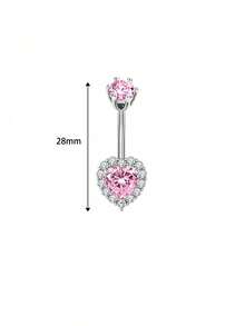 1 件吊坠肚脐穿孔首饰可爱粉色 CZ 心形蝴蝶结花朵肚脐环女士 14G 银不锈钢精致吊坠肚脐穿孔派对夏季海滩礼物性感情人节、妈妈、母亲、母亲节、礼物 - 肚環 - 查看 31