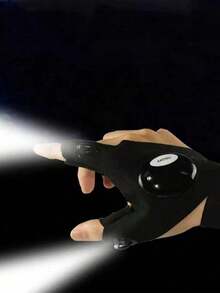 1 Pair Of LED Flashlight Gloves - Perfect For Car Maintenance, Night Fishing, Running, Camping, And Hiking! (Excluding Battery)