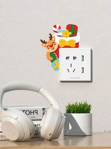 1PC Santa Claus And Gift Switch Sticker, Creative Home Wall Switch Decoration Sticker, Christmas Atmosphere Decoration, Suitable For Living Room, Bedroom, Dining Room, Holiday Decoration