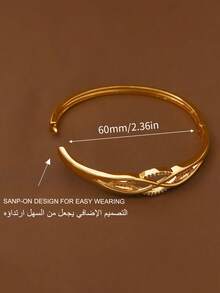 1/2/3 PiecesFashion Classic Shiny Openwork Geometric Line Cubic Zirconia Decoration Bracelet With A Diameter Of 60mm That Can Be Opened, Suitable For Women's Daily Wear, Excluding Box - Gold - View 5