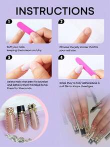 24pcs Chinese Style Floral Pattern Press-On Nail Stickers. Decorated With Green Glitter, Covers All Fake Nails. Luxurious And Elegant. Suitable For Women And Girls. - 多色 12 - 查看 6