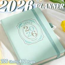 2026 全年计划本，设计精美，204 张/412 页，A5 周计划本和月计划本，用于日常记录和计划，海洋风格 12 页分隔页，简约的蓝色和粉色，提高效率，返校办公室，2026 年圣诞新年礼物 - 彩色 - 查看 5