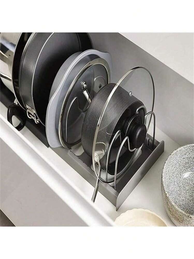 1 Set Of 7+ Expandable Pot And Pan Holders, Suitable For Cabinet And Countertop, With 7 Adjustable Dividers, Scratch-Resistant Pads, Lid Organizer Rack For Cookware And Baking Accessories, Kitchen Accessories - Multicolor - View 7