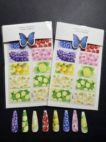 2packs Luxury Designer Original Design L-079 Lemon Grape Tomato Peach Star Fruit Style Full Nail Sticker