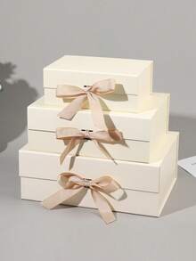 纸板折叠礼盒，用于礼品包装，矩形盒，带磁性盖封，附赠丝带和贺卡。适用于伴郎求婚礼盒、婚礼、圣诞节、万圣节、生日礼物包装、圣诞节、结婚周年纪念日派对、情人节等。 - 彩色 - 查看 10