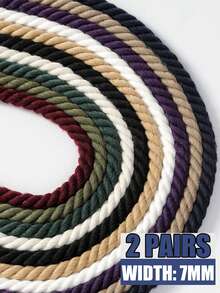 2 Pairs Casual Sneaker Replacement Braided Shoelaces, Fashion Versatile Solid Color Round Twisted Rope Laces, Personalized Stylish Shoe Accessories