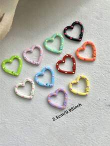 1/5/10 pièces Porte-clés en forme de cœur et de cercle de couleur aléatoire avec anneau ressort et fermoir mousqueton. Convient pour des scénarios comme leDIYe, la fabrication de bijoux, les accessoires scolaires et automobiles, la décoration, pour les passionnés d'artisanat, les créateurs de bijoux, les étudiants et les propriétaires de voitures