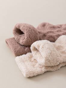 1 par de calcetines de mujer suaves y sin pelusa, de felpa, gruesos y cálidos, aptos para el hogar, dormir, posparto, otoño/invierno