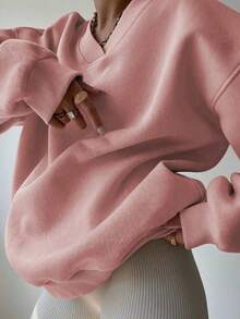 Loose And Comfortable Pullover Hoodie, Suitable For Casual Wear, Versatile For Both Work And Social Occasions, Ideal For Vacations, High-End Clothing. - Hồng - Xem 6