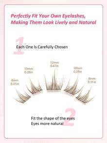 Rikuaild 80pcs Brown Cartoon False Eyelashes, Natural & Soft, Large Capacity, Brown Cluster False Eyelashes, Pointed Cartoon Eyelashes, Anime Makeup False Lashes - C - Xem 4