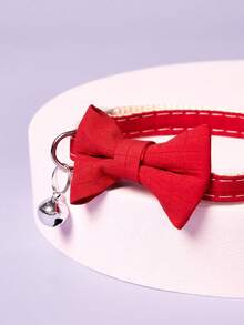 1 Collier pour chat avec clochette et nœud papillon, convient aux chats et aux chiens, printemps/été/automne/hiver, fournitures pour chiens, collier pour chien, collier pour animaux de compagnie à nœud papillon de couleur unie, collier réglable pour chats et chiens - Multicolore - Voir 7