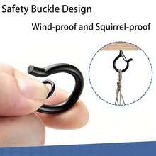 5/10 Pack Black Q-Hooks For Hanging - Ceiling Hooks, Outdoor Planter Hangers, Safety Buckles, Weatherproof Clips, Screw Eyes S, Heavy Duty Hooks For Outdoor String Lights Christmas Hangers