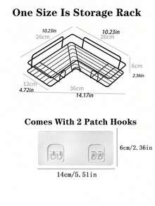 1 pieza Estantería de baño, Cesta de ducha, Estantería de almacenamiento triangular sin taladrar para baño y cocina, Estantería de almacenamiento de baño sin agujeros - Negro - Ver 2