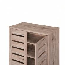 2 Door Shoe Storage Cabinet Oak Wooden Rack Stand Cupboard 4 Tier Euston - Brown - View 5