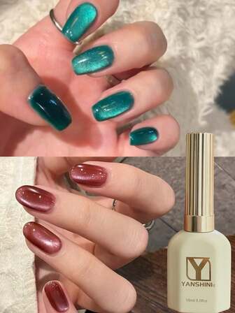 Magnetic Cat Eye Gel Polish 15ml –Gothic Style Soak Off UV Gel Nail Polish Set , Glossy Shimmer Finish, Christmas Easy DIY Nail Art, Party Nail Designs,Green Nails & Red Nails With Magnetic Effect For Salon & Home, Fall & Winter Gifts For Women