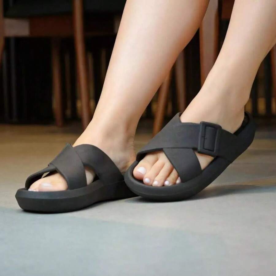 Women's Cloud Slide Comfortable Flip Flops - 1 đôi - Đen - Xem 1