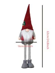 1 pièce Décoration de Gnome de Noël ajustable de 63 cm/24,8 pouces en rouge et gris, Rudolph, Cadeau de Noël, Décoration de sapin de Noël, Décoration d'intérieur mignonne, Décoration classique pour porte, fenêtre, fête, centre commercial, maison, cuisine, table