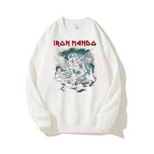 Iron-MandoSS  Japanese Anime Cartoon Pullover Sweatshirts Unisex Long Sleeve O-Neck Casual Top Sweatshirt Men & Women Graphic Sweatshirts Printed Funny Sweatshirts Spring Autumn And Winter Streetwear Clothes For Male & Female - 白色 - 查看 1