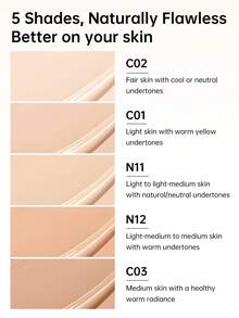 Catkin Phoenix Cushion Foundation, Layerable Coverage, Anti-Aging Essence Makeup, Lightweight Satin Finish, Refill Included, Light Beige/Natural Beige N12