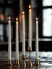 2pcs/Set 25cm European Style Pearl Long Waxless Candle Sticks, 2.2cm/0.86inch Diameter, Suitable For Home Decor, Party, Dining Table Decor, Holiday Gift, Dinner, Events/Party, Relaxation/Meditation, Ambient Lighting - Silver - View 8