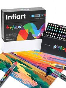 48/60/80/120/168/240 Ensemble de stylos marqueurs acryliques de couleur, emballage magnétique, pointe de stylo souple, avec système de contrôle d'encre automatique, graffiti puissant et couverture de coloriage, convient aux artistes, aux loisirs créatifs, à la canevas, au bois, au verre, aux rochers et aux tissus, très adapté pour la rentrée scolaire !