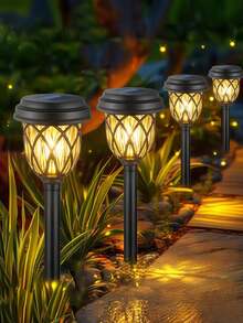 6/12/10/20pcs  Waterproof Solar Garden Lights, Outdoor Lawn Lights/Solar Garden Lights, LED Path Lights With Automatic On/Off From Dusk To Dawn, Garden Pole Lights For Patio And Backyard Landscape Decoration, Suitable For Driveways, Courtyards, Gardens, And Automatic Night Lighting(400mah) - màu đen - Xem 14