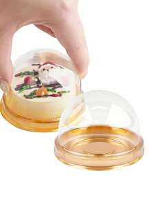 50pcs Mini Cake Boxes, Transparent Plastic Small Cupcake Boxes With Round Dome Lids, Sets Of Thickened Round Egg Yolk Pastry Packaging Boxes With Lid And Bottom Dessert Cake Tray Single Dessert Transparent Packaging Box