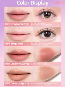 ukiss Velvet Mousse Lip Liner Pencil With Blending Brush, Matte Gel Lip Liner, Nourishing And Smooth Texture, Long-Lasting Color, Easy To Create Flawless Lip Makeup, Ideal For Everyday Makeup - H05 Creamy Apricot - View 6