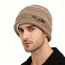 1pc Men's Solid Color Knit Beanie With Ear Flaps - Stretchy & Warm Winter Hat, Comfortable Design, Hand Washable & Lightweight, Suitable For Casual Or Formal Occasions, Available In 4 Colors, Fits All Head Sizes, Ideal Cold Weather Accessory, Fashionable & Practical