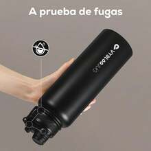 Termo de Acero Inoxidable, Termo de Agua con Doble Pico, Agua Fría (24 horas) o Caliente (12 horas), con Popote y Tapa Antigoteo, con Asa para Transportar (40 oz / 1200 ml, Obsidiana) - Perla - Ver 12