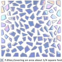 Youway Style Iridescent Glass Mosaic Tiles For Crafs Bulk,200g Blue Broken Stained Glass Pieces For Crafts DIY Spring Mosaic Art Decor,Garden Mosaic Supplies - ColorC - 查看 6