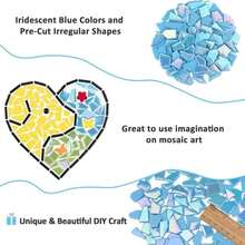 Youway Style Iridescent Glass Mosaic Tiles For Crafts Bulk,200g Blue Broken Mosaic Glass Pieces For Garden Crafts Kits,DIY Mosaic Art Decor - 顏色 - 查看 8