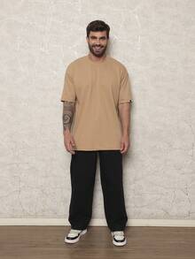 Men's Loose-Fitting Cotton Jeans With Slanted Pockets, Wide, Long, Washed, Skater Style, Cargo, Plain, Light Blue, For Going Out, Y2K Style, For Friends, Urban, For Going Out, For Work, For Vacation. - Black - View 5