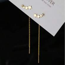 2 Stück zarte romantische Stern-Quaste Zirkonia Ohrclips, mikro-eingelegt Stern Zirkonia Ohrringe für Frauen