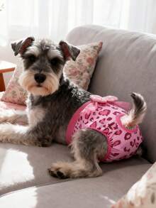 1件可爱时尚可水洗可重复使用狗狗尿布 - 弹性蝴蝶结设计，适用于母犬和幼犬 - 彩色 - 查看 2