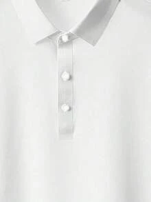 1 pieza Camisa polo de hombre de unicolor en seda de hielo - Blanco - Ver 3