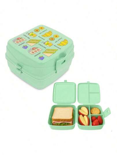 Lancheira Escolar Infantil Pote Lanche Merenda 4 Divisórias